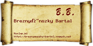 Breznyánszky Bartal névjegykártya
